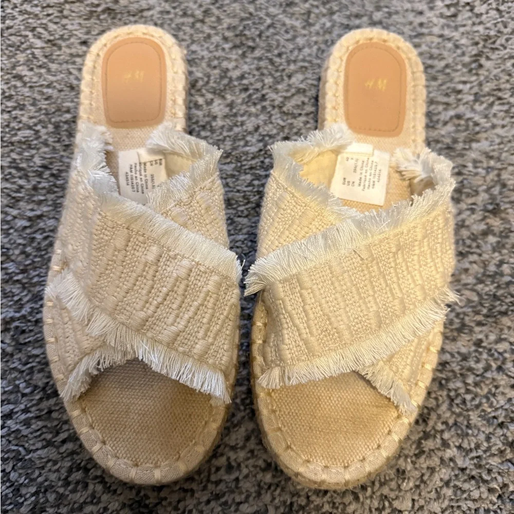 H&M Cream Espadrille Shoes with‎ Fringe Detail